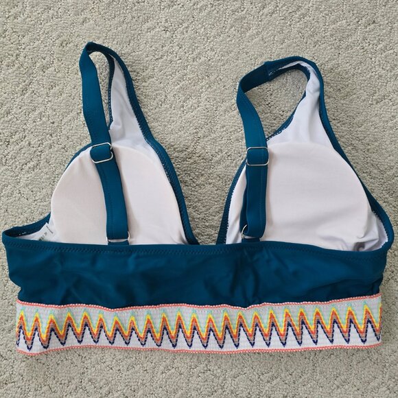 NWT Blue-Green/Teal 2-piece High Waisted Swimsuit with Embroidery - Picture 4 of 7